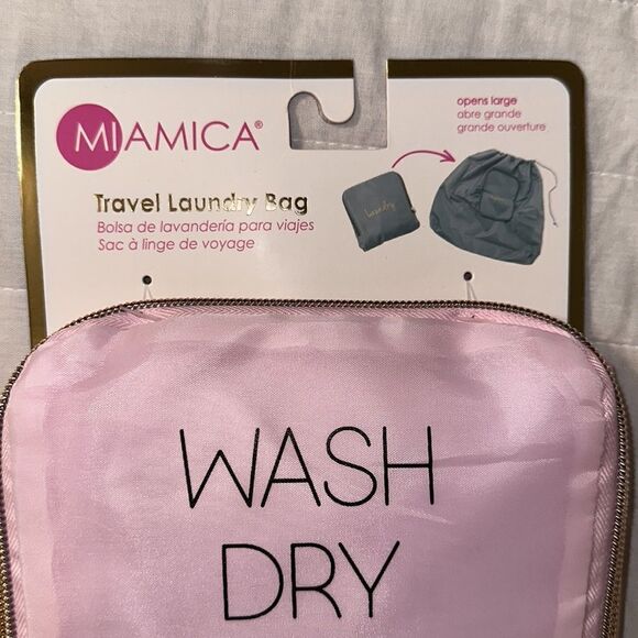 MIAMICA Pink Gold Blk “Wash Dry Fold Repeat” Foldable Travel Laundry Bag - Picture 6 of 7